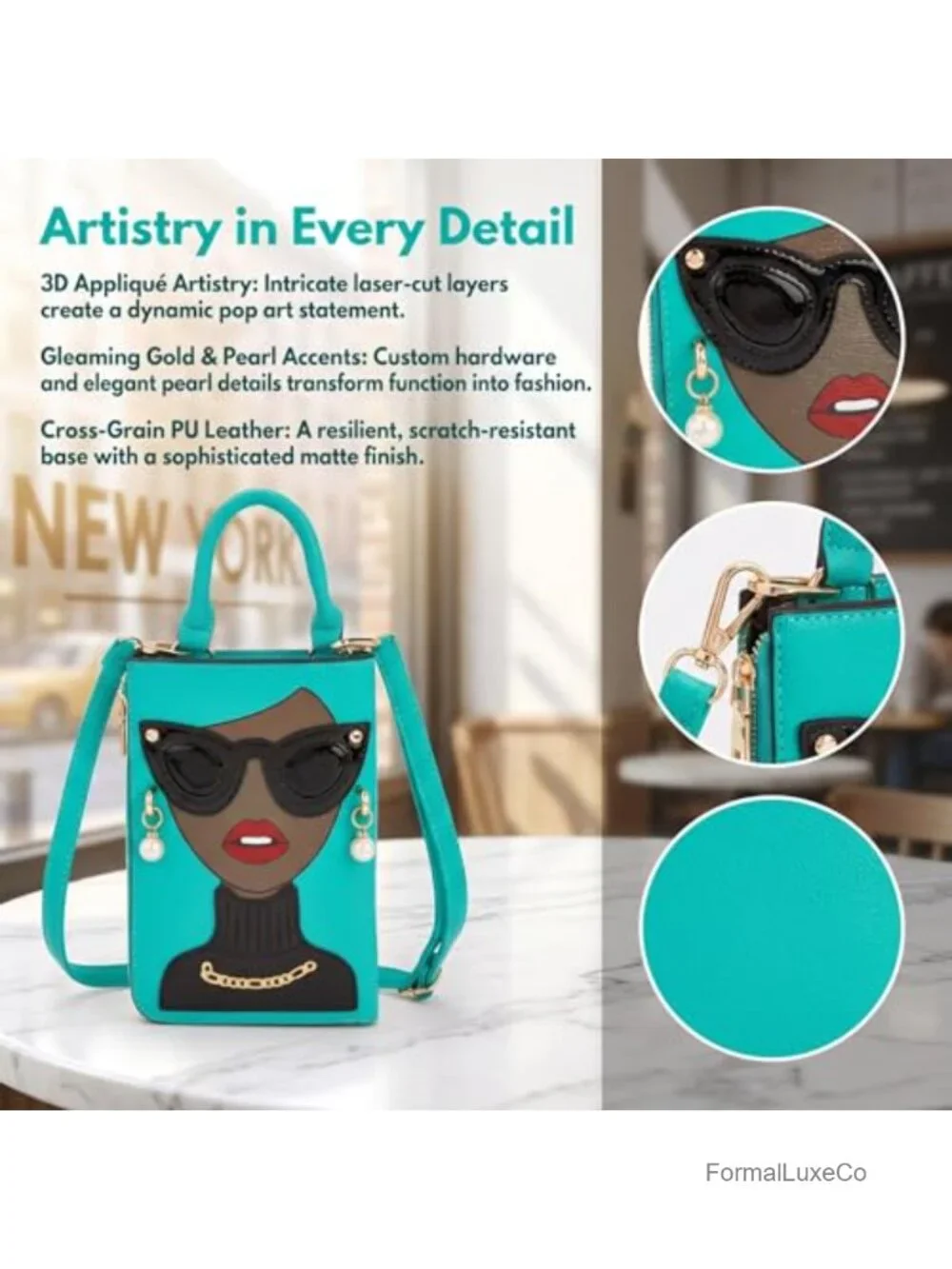 Novelty Lady Face Shoulder Bag Satchel Handbag Faux Pearl Drop Earrings